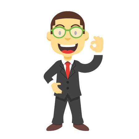 Happy businessman character gesturing ok signのイラスト素材
