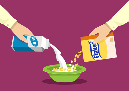 Vector breakfast flat illustrationのイラスト素材