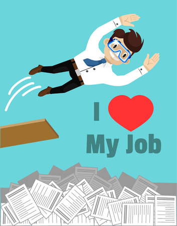 I love my job. Vector flat illustrationのイラスト素材