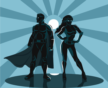 Superheroes silhouette vector illustrationのイラスト素材