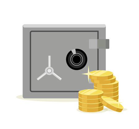 Vector safe with coins flat iconのイラスト素材