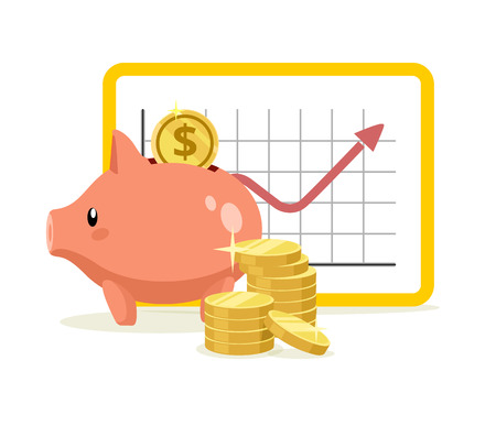 Vector piggy bank flat illustrationのイラスト素材
