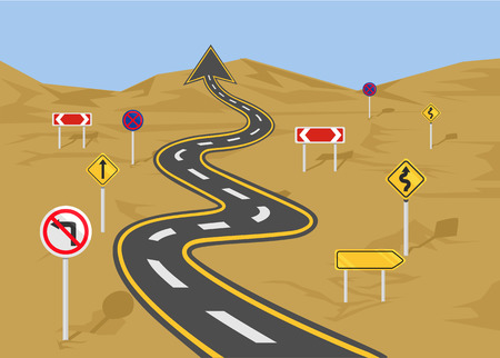 Vector wavy road flat illustrationのイラスト素材