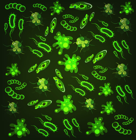 Bacteria, virus and microorganism. Vector illustrationのイラスト素材