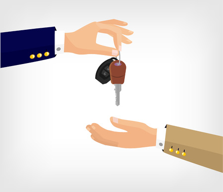 Vector hands with key flat illustrationのイラスト素材