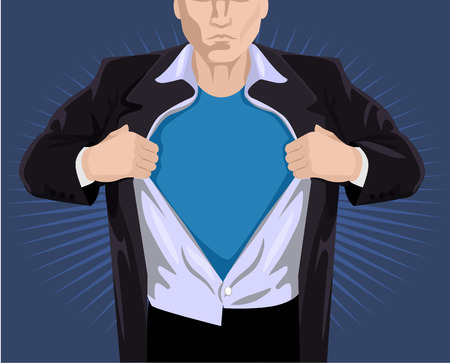 Superhero opening shirt. Vector illustrationのイラスト素材