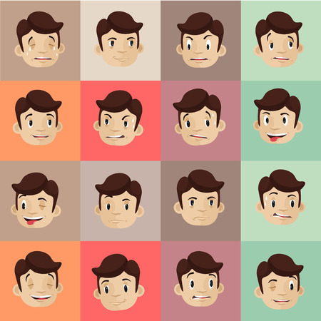 Emotional heads flat icons setのイラスト素材