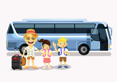 Family holiday. Vector flat cartoon illustrationのイラスト素材