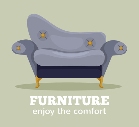 Vector sofa flat cartoon illustrationのイラスト素材