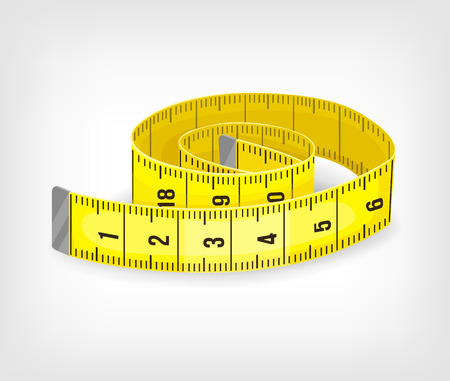 Yellow tape measure in inches. Vector illustrationのイラスト素材
