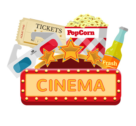 Cinema banner. Vector flat illustrationのイラスト素材