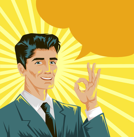 Vector ok man flat illustrationのイラスト素材