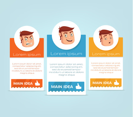 brochure with man cartoon headsのイラスト素材