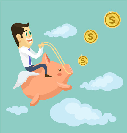 Businessman riding piggy bankのイラスト素材