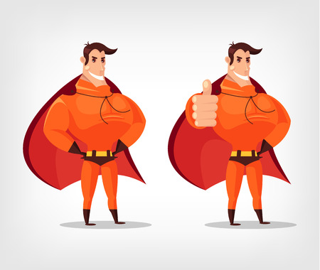 Superhero vector flat cartoon illustration setのイラスト素材