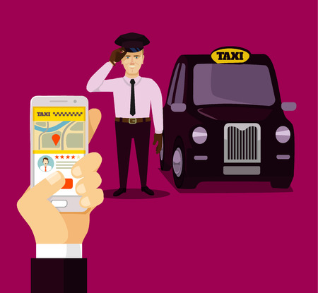 booking taxi via mobile appのイラスト素材