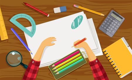 Workplace. Vector flat illustrationのイラスト素材