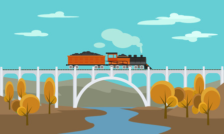 Freight train. Vector flat illustrationのイラスト素材