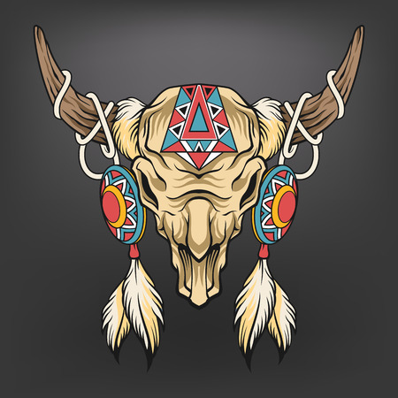 Buffalo skull. Vector art illustrationのイラスト素材