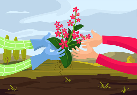 Vector farming flat illustrationのイラスト素材