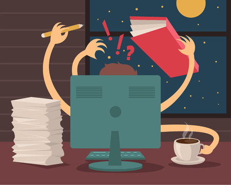 A lot of works. Vector flat illustrationのイラスト素材