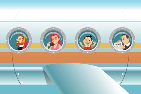 Vector of Passengers in airplane. Vector - ID:1-45454090 - Royalty Free ...