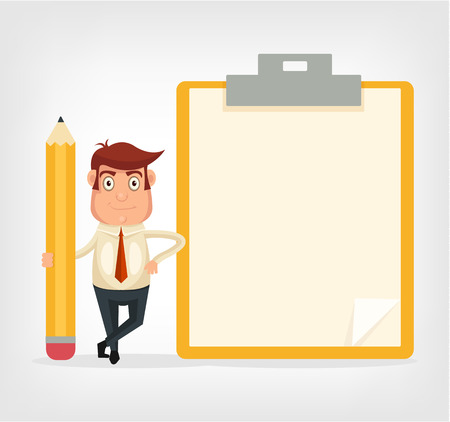 Businessman with a pencil. Vector flat illustrationのイラスト素材