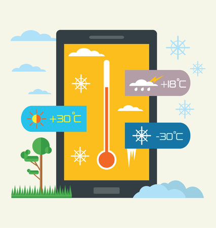 Vector weather widget. Flat illustrationのイラスト素材