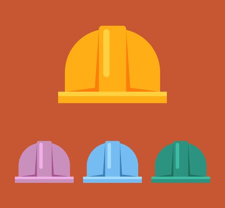 Hard hat flat sign icon setのイラスト素材