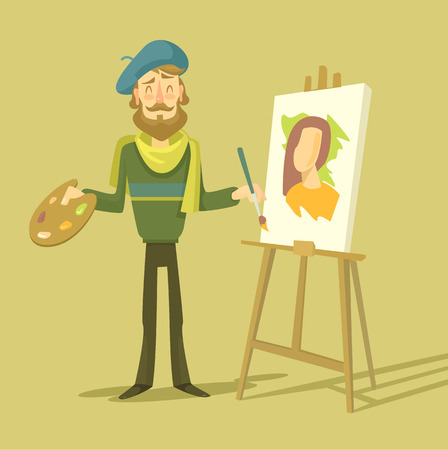 Vector cartoon flat artist. Vector illustrationのイラスト素材