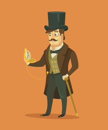 Vintage victorian gentleman. Vector flat illustrationのイラスト素材