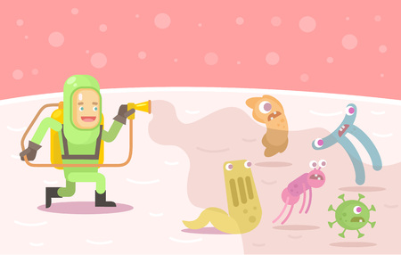 Medicine kill germ. Vector flat illustrationのイラスト素材