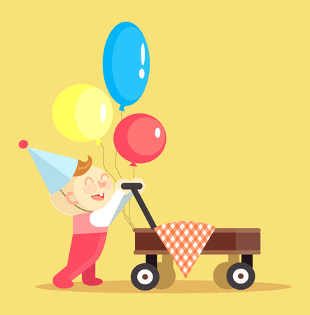 Happy Birthday. Vector flat illustrationのイラスト素材