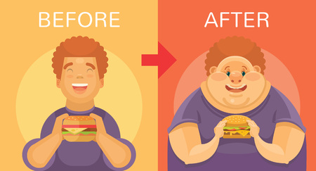 Obesity vector flat illustrationのイラスト素材