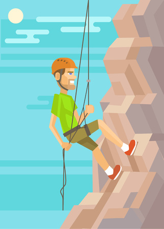 Climber. Vector flat illustrationのイラスト素材
