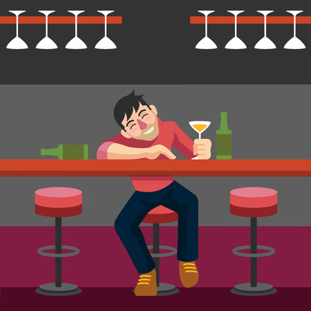 Drunk man. Vector flat illustrationのイラスト素材