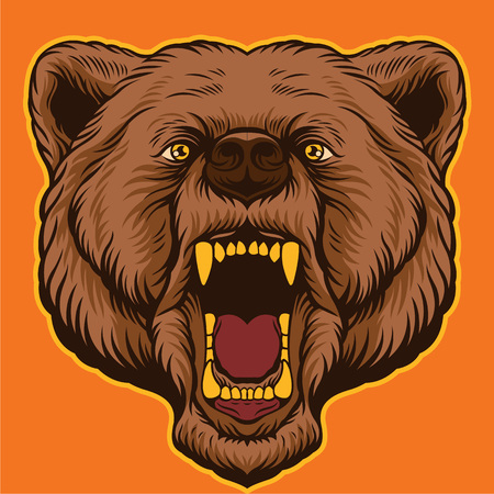 Brown bear head. Vector cartoon illustrationのイラスト素材