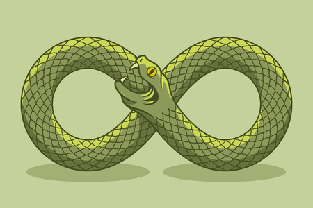 Snake biting its own tail. Magic symbol. Vector illustrationのイラスト素材