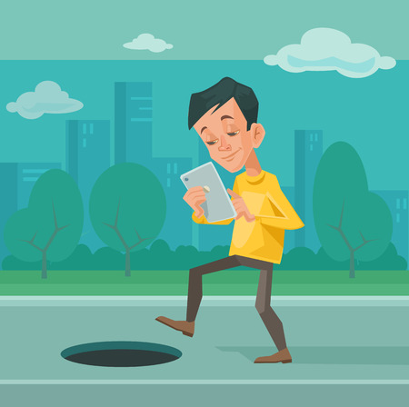 Smartphone addiction. Vector flat illustrationのイラスト素材