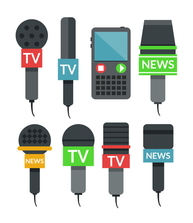 Microphones set flat illustrationのイラスト素材