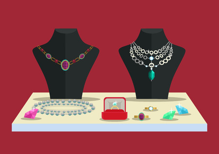 Luxury concept. Accessories diamonds. Vector flat illustrationのイラスト素材