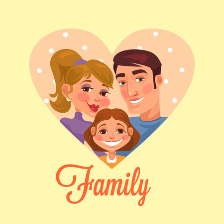 Family portrait. Vector flat cartoon illustrationのイラスト素材