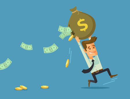 Businessman losing money. Vector flat cartoon illustrationのイラスト素材