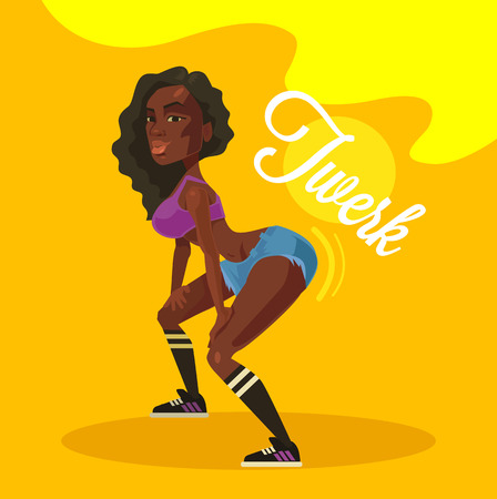 Twerk dance. Black woman. Vector flat illustrationのイラスト素材