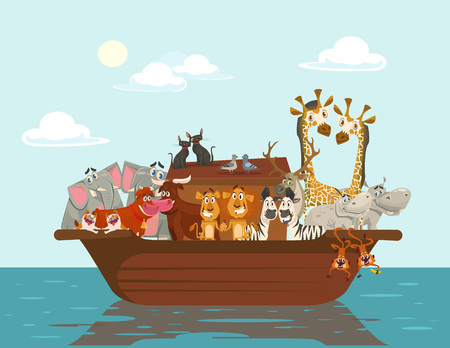 Noah ark. Vector flat cartoon illustrationのイラスト素材