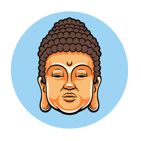 Head of Buddha. Vector flat cartoon illustrationのイラスト素材