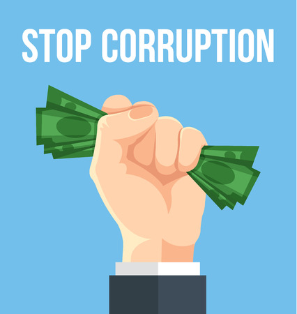Stop corruption. Vector flat cartoon illustrationのイラスト素材