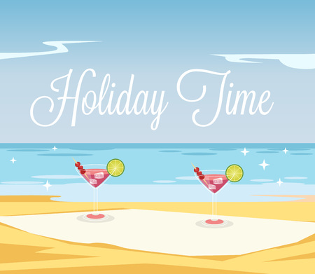 Holiday time banner. Vector flat cartoon illustrationのイラスト素材