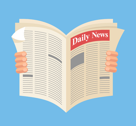 Newspaper. Daily news. Vector flat cartoon illustrationのイラスト素材