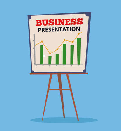 Business chart presentation. Vector flat cartoon illustrationのイラスト素材